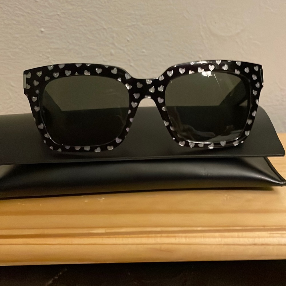YSL sunglasses silver glitter hearts